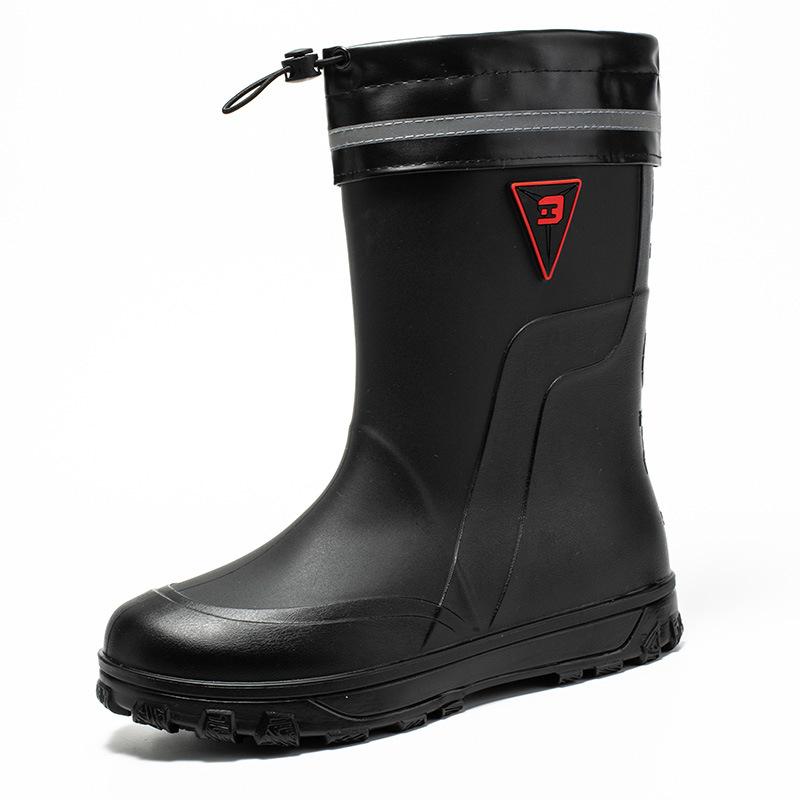 Non-slip Fashion Rain Shoes Kitchen Fishing Work Car Wash Rubber Shoes Medium and High Long Tube Men's Trend Water Shoes Rain Boots