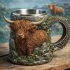 3D Sculpted Animal Resin Mug Handcrafted Stainless Steel Interior Coffee Cup Double-Walled Gift for Cup Animal Lovers