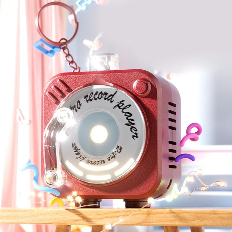 Mini Turntable Player Mini Voice Player Keychain Playbacks Feature Adjustable Volumes Knob For Daily Travel Use