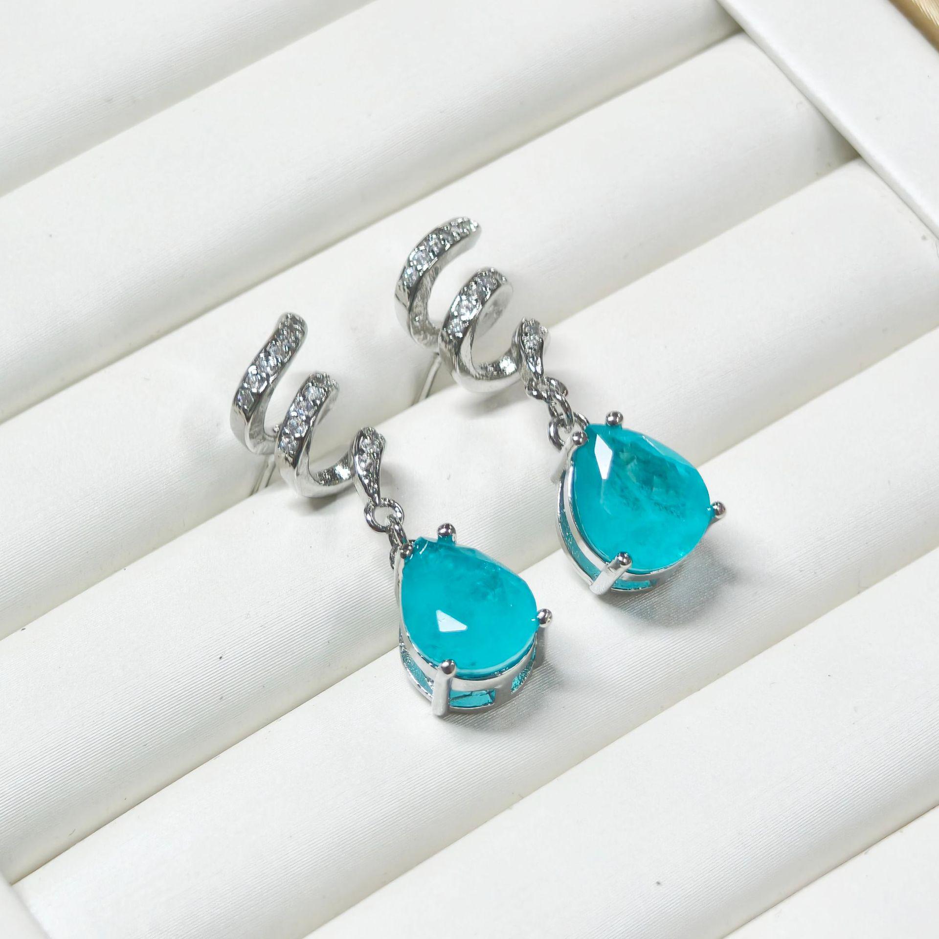 Gesen Jewelry Streamlined Water Drop Zircon Gemstone Earrings