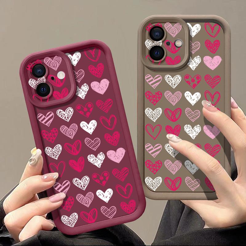 Luxury Flowers Love Heart Phone Case For iPhone 16 15 14 13 12 Pro Max Plus 11 16e XR XS Heart TPU Soft Shockproof Case Cover