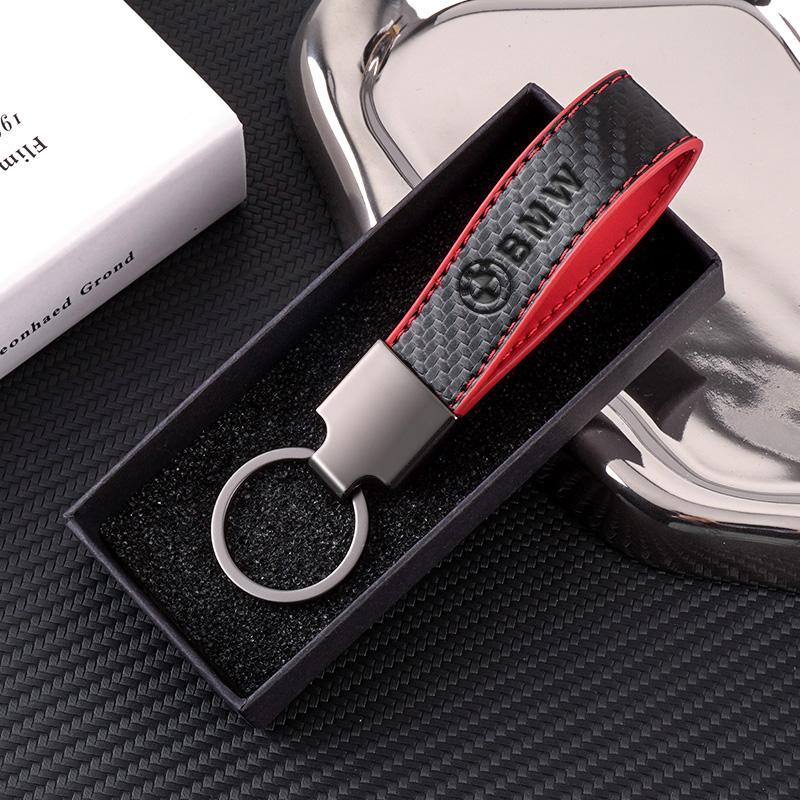 QNLT6 Carbon Fibre Leather Car Keychain Key Ring Badge Keyring Key Chain Rings For BMW F30 F10 E90 F20 E46 E60 E70 E39 E36 E87 X7 E92