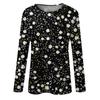 Women's Fashion Casual Long Sleeve Flowers Print Round Neck Top
