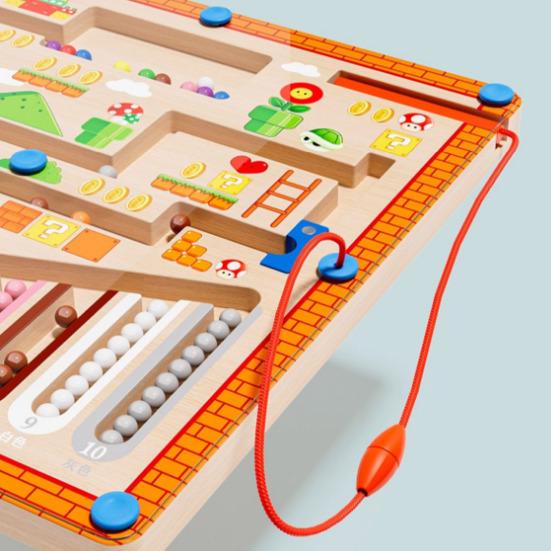 Magnetic Bead Maze Game Color Sorting Number Counting Fine Motor Skills Logic Focus Training Toddlers Boys Girls Kids Educational Moving Bead Toy