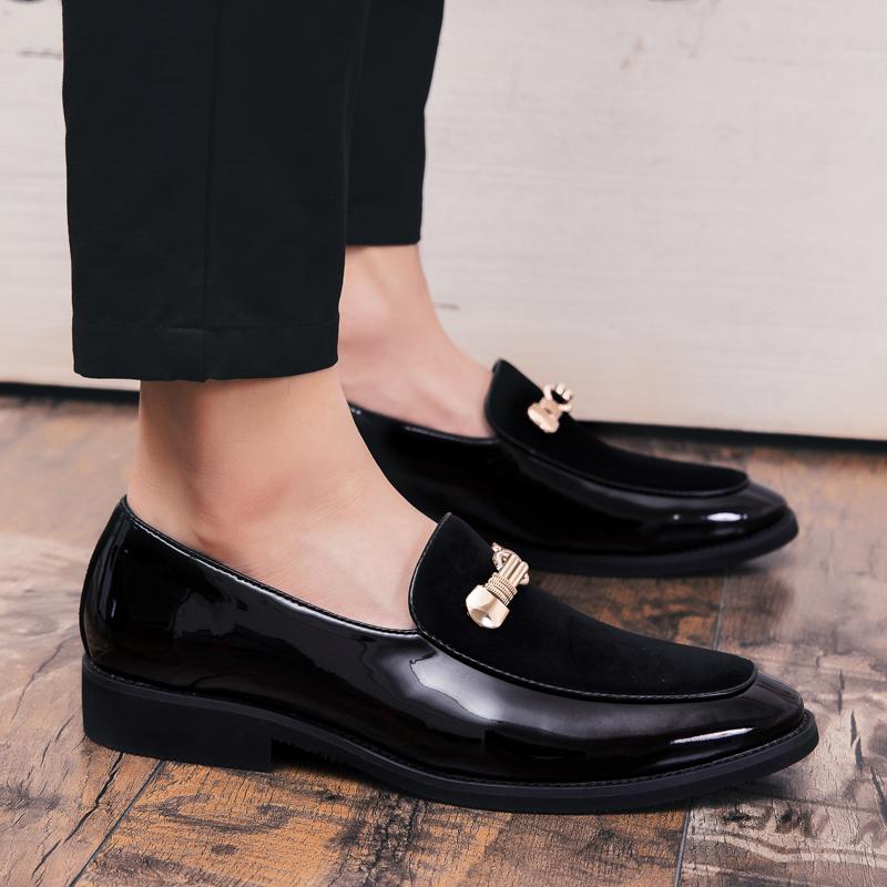 Pánské luxusní obchodní Oxford kožené boty pro muže Prodyšné Lakovaná kůže Formální boty velká velikost Muž Kancelář Svatební Byty Muž