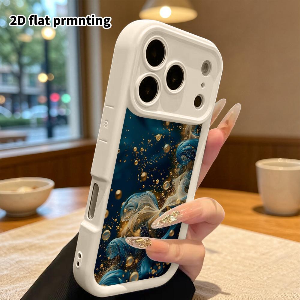 Phone Case: 2D Flat Design Suitable for iPhone 18 17 16 15 14 13 Pro Step Protection Case, Ink Smoke, Christmas and Halloween Gifts
