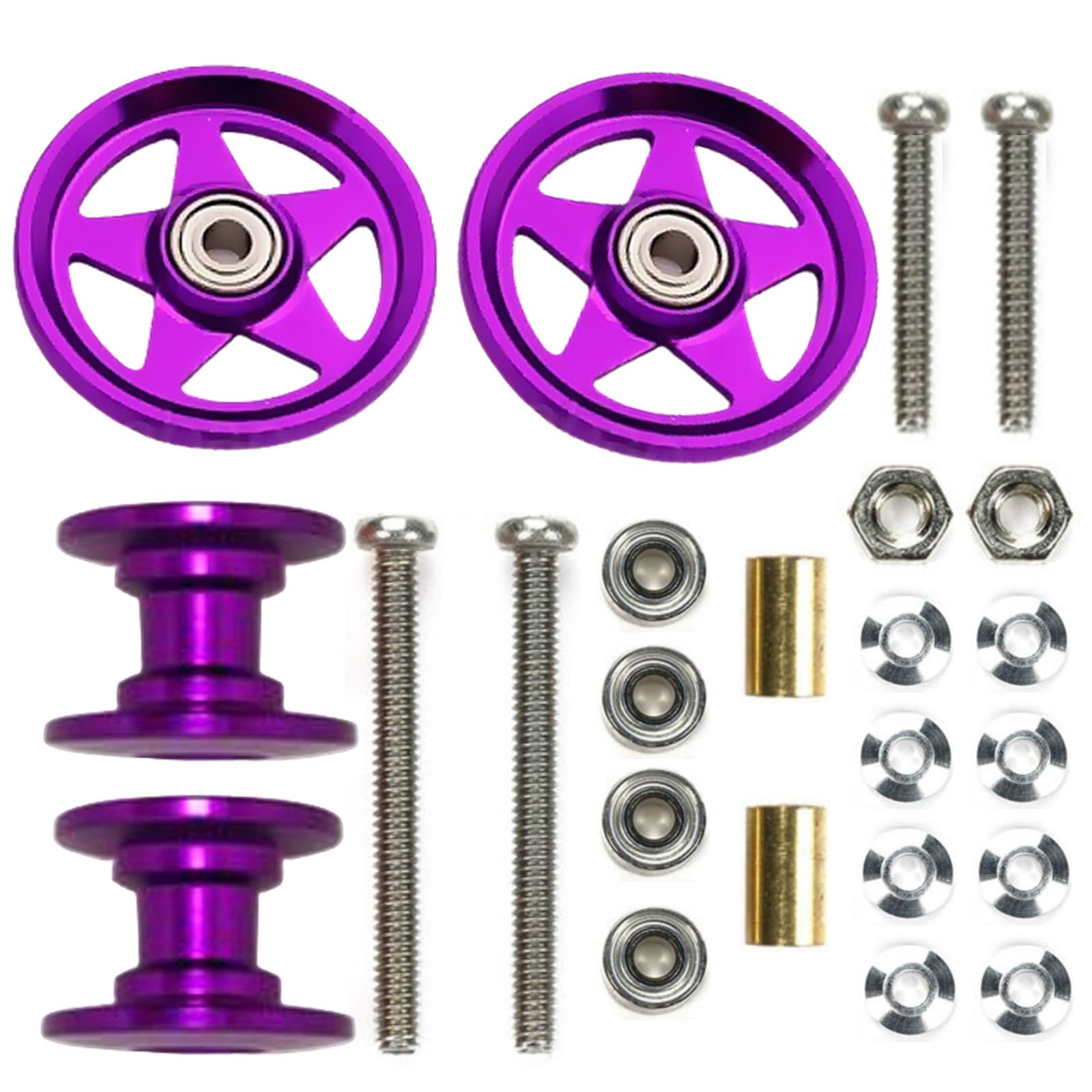 

heizi Mini 4WD Dress Up Parts Roller Roller Set with Metal Fittings Bearing Aluminum Lightweight Two-stage Two-stage (фиолетовый)