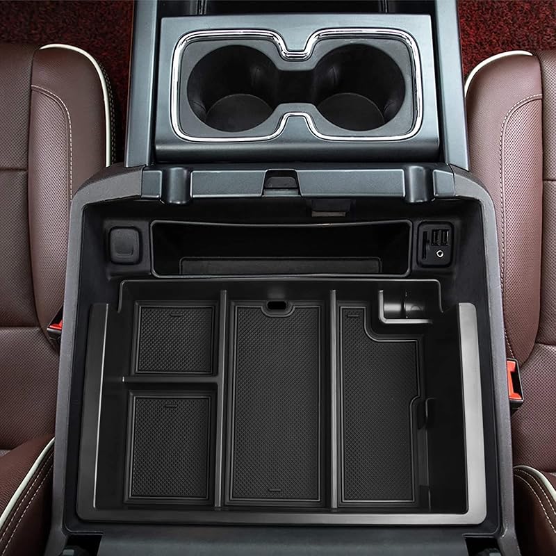 TACOBRO Full Coverage Center Console Organizer Compatible With 2014-2018 GMC Sierra 1500 /Chevy Silverado 1500 Accessories 2015- Yukon XL/Tahoe