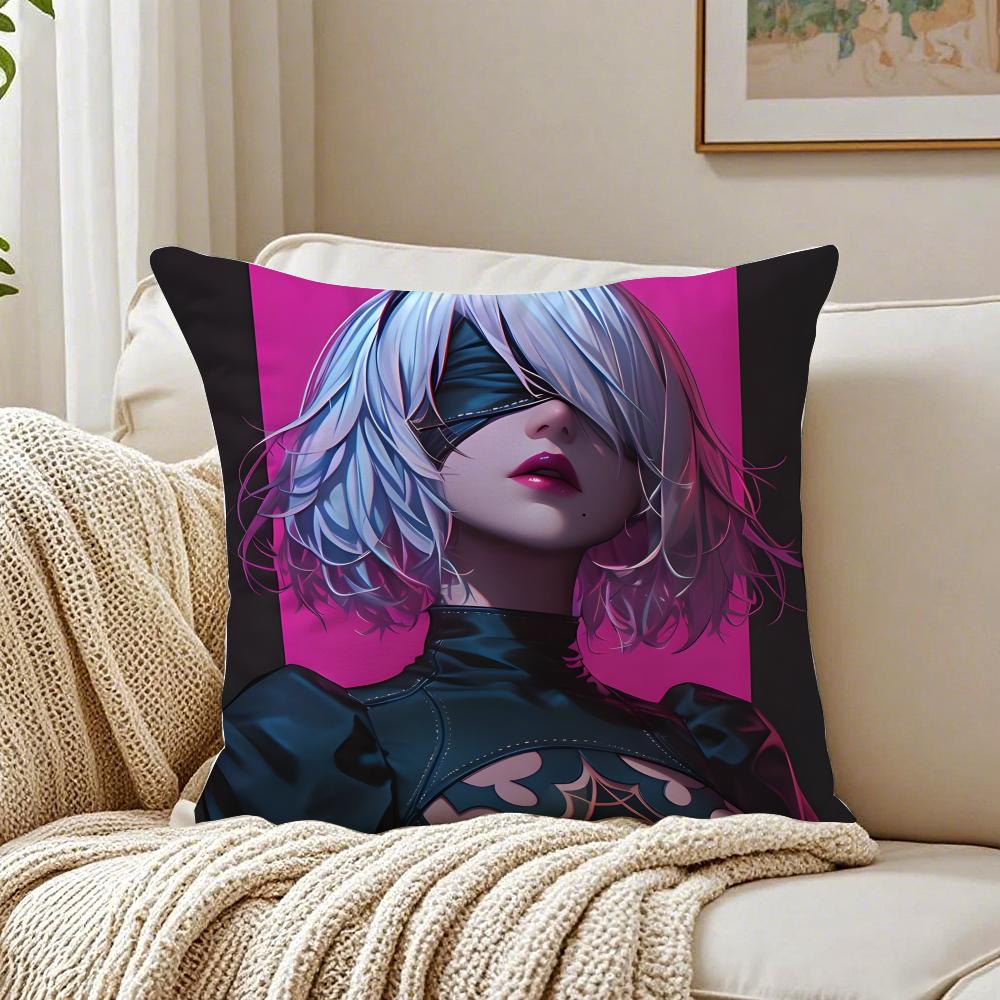 Game Philosophical NNieR AAutomata Cushion Cover Pillowcase Antidustmite Living Room Sofa Decor Cushion Room