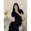 Puff Sleeve Dress for Women with Slightly Fat MM Large Size Summer New Arrival Style Waist-hugging and Slimming French Niche Design Long Skirt