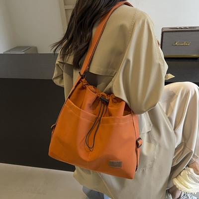 Women's Casual Large Capacity Multifunctional Tote Bags  Monochromatic  Canvas  Feminine Shoulder Bag