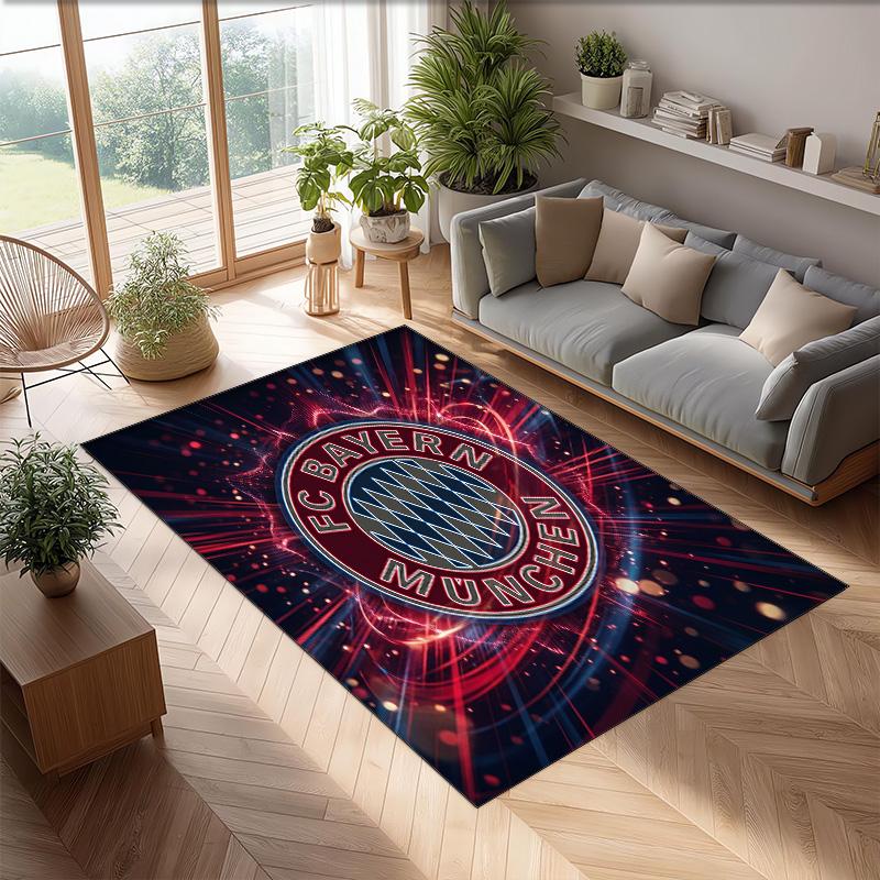 FC Bayern München Bedruckter Flanell Teppich rutschfest weich Polyester Boden Teppich Indoor Dekor Matte für Schlafzimmer Wohnzimmer Sofa Spielzimmer Heimdekoration
