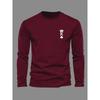 Men's Long Sleeved Round Neck Loose Casual KING Pattern Printed Spring and Autumn Versatile T-Shirt Top