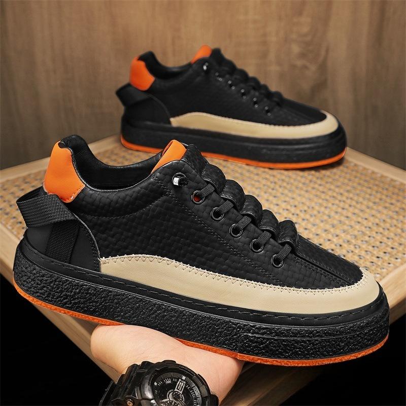 

Fashion Spring Mens Leather Casual Shoes Designer Light Breathable Sneakers Male Flats Shoes Loafers Men Skateboard Shoe Tenis Masculino 39 чорний