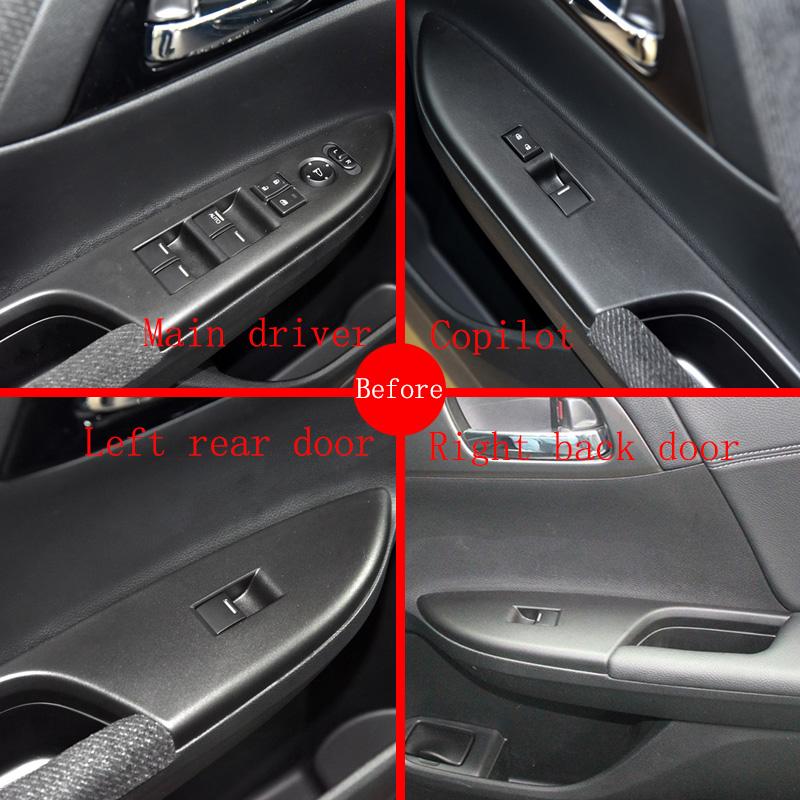 For Honda Accord 13-17 4x Carbon Fiber Color Car Door Armrest Door Window Lift Panel Decorate Cover