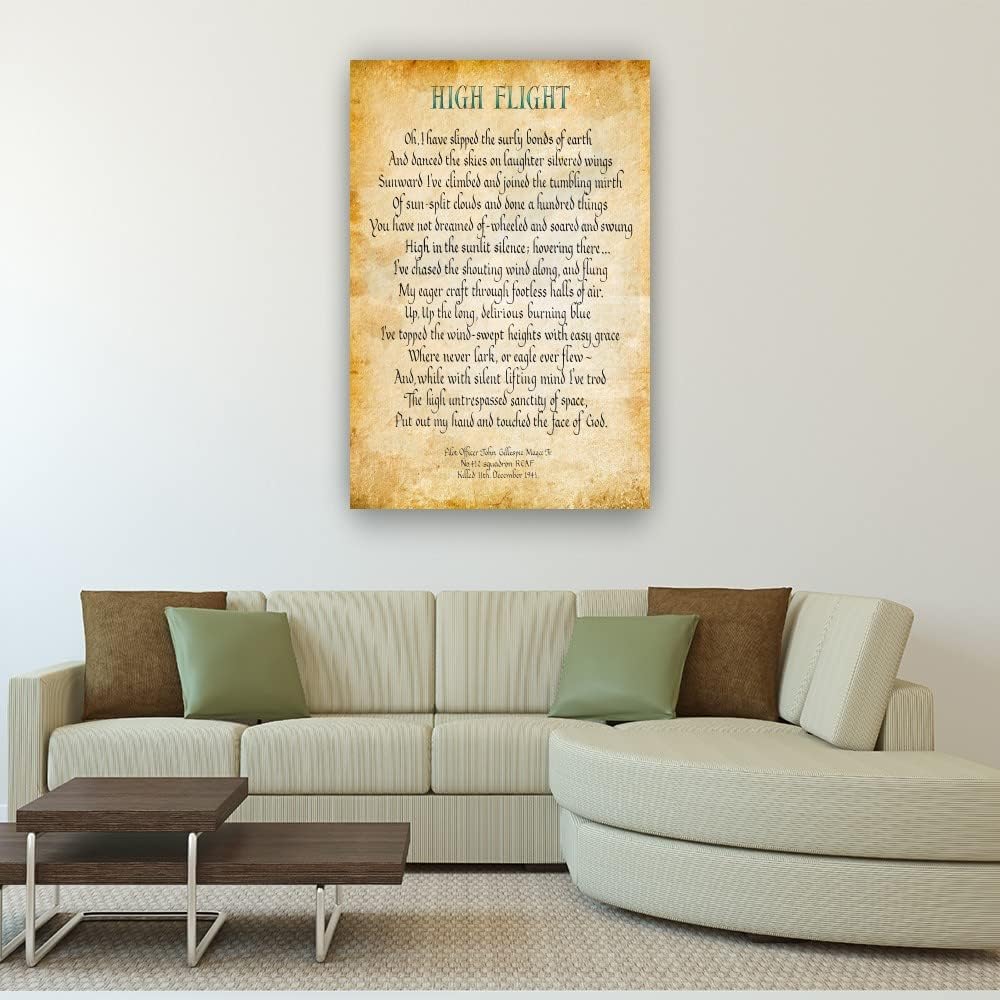 High Flight Poem Wall Decor John Gillespie Magee Jr Quotes Wall Art Poetry Posters and Prints Picture Decorations Painting Canvas Artwork for Kitchen