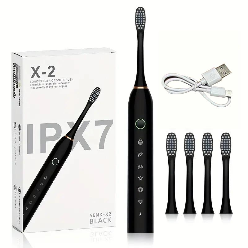 

Интеллектуальная звуковая электрическая зубная щетка, перезаряжаемое полностью автоматическое устройство для отбеливания и чистки зубов для взрослых, для студентов и мужчин чёрный