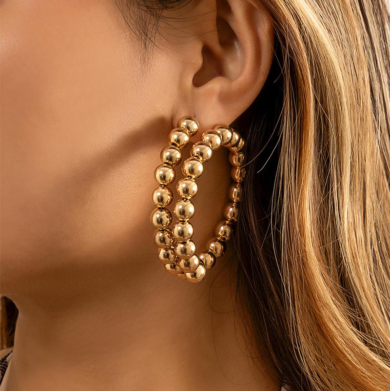foxanry Prevent Allergy Round Geometric Earrings For Women Exaggerated Light Luxury Minimalist Trendy Party Jewelry Accessories Gifts