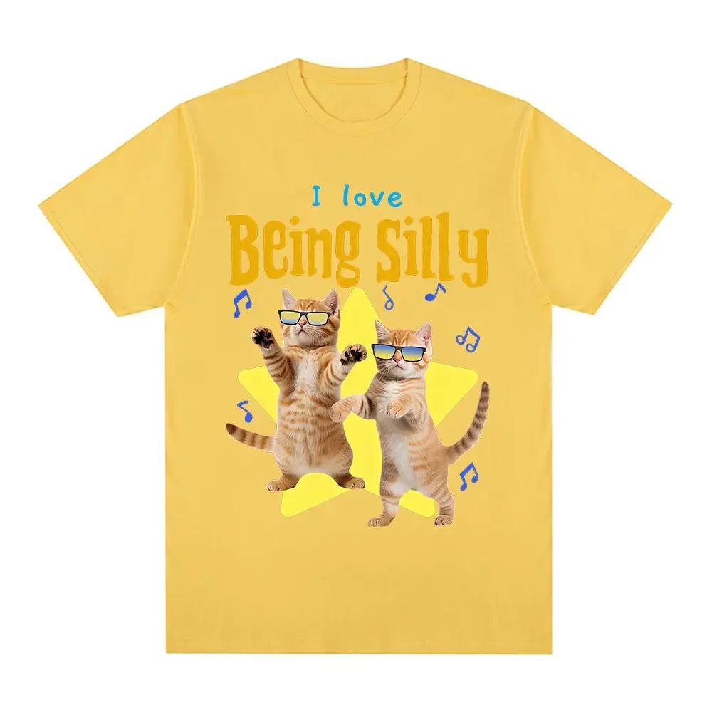 Ich liebe es, albern zu sein Lustige Katze Meme T-Shirt Männer Frauen Freizeit T-Shirt Baumwolle Kurzarm T-Shirts Oberteile Streetwear