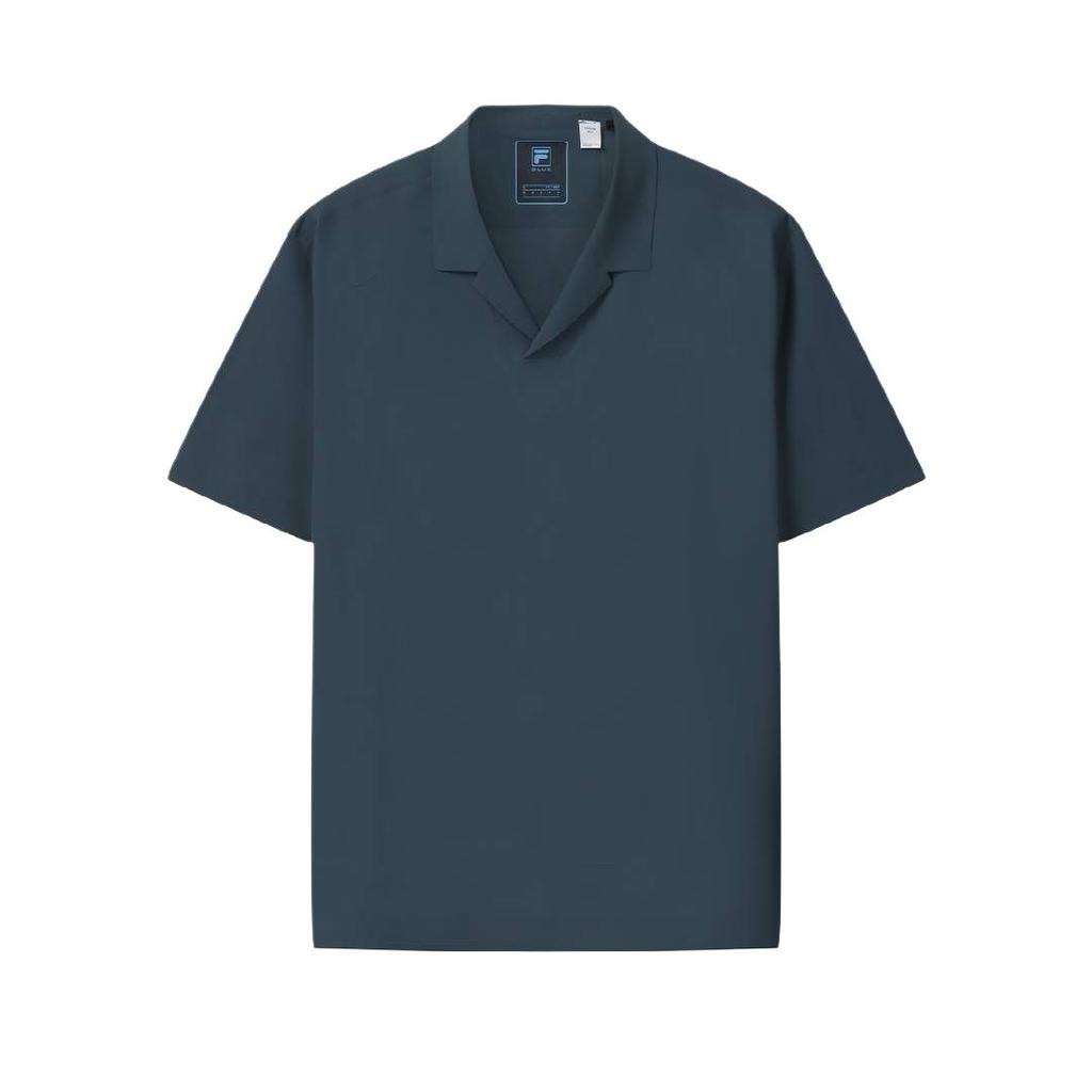 FILA Blue Casual Loose Knit Solid Comfortable Short Sleeve Polo Shirt Men tops F11M622119F-BU
