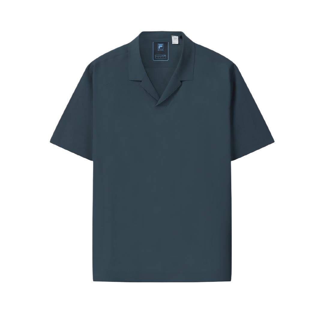 

FILA Blue Casual Loose Knit Solid Comfortable Short Sleeve Polo Shirt Men tops F11M622119F-BU L