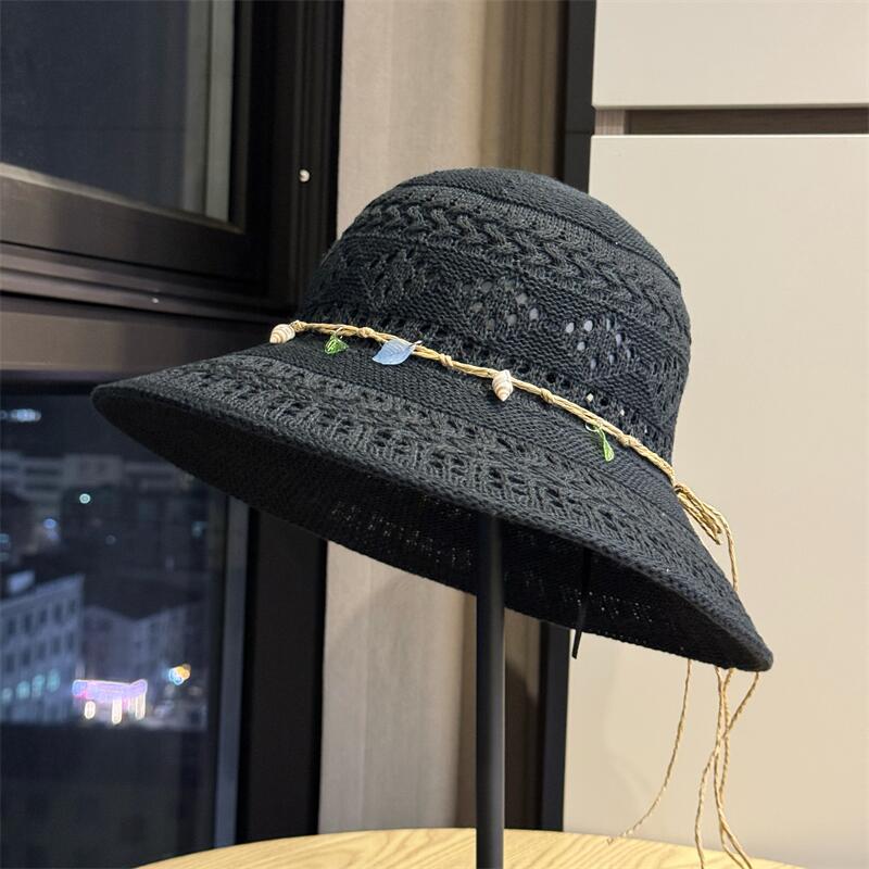 Korean-style Hand-knitted Fisherman Hat for Women, Summer Outdoor Breathable Sun Protection Hat That Makes the Face Look Smaller, Suitable for Travel