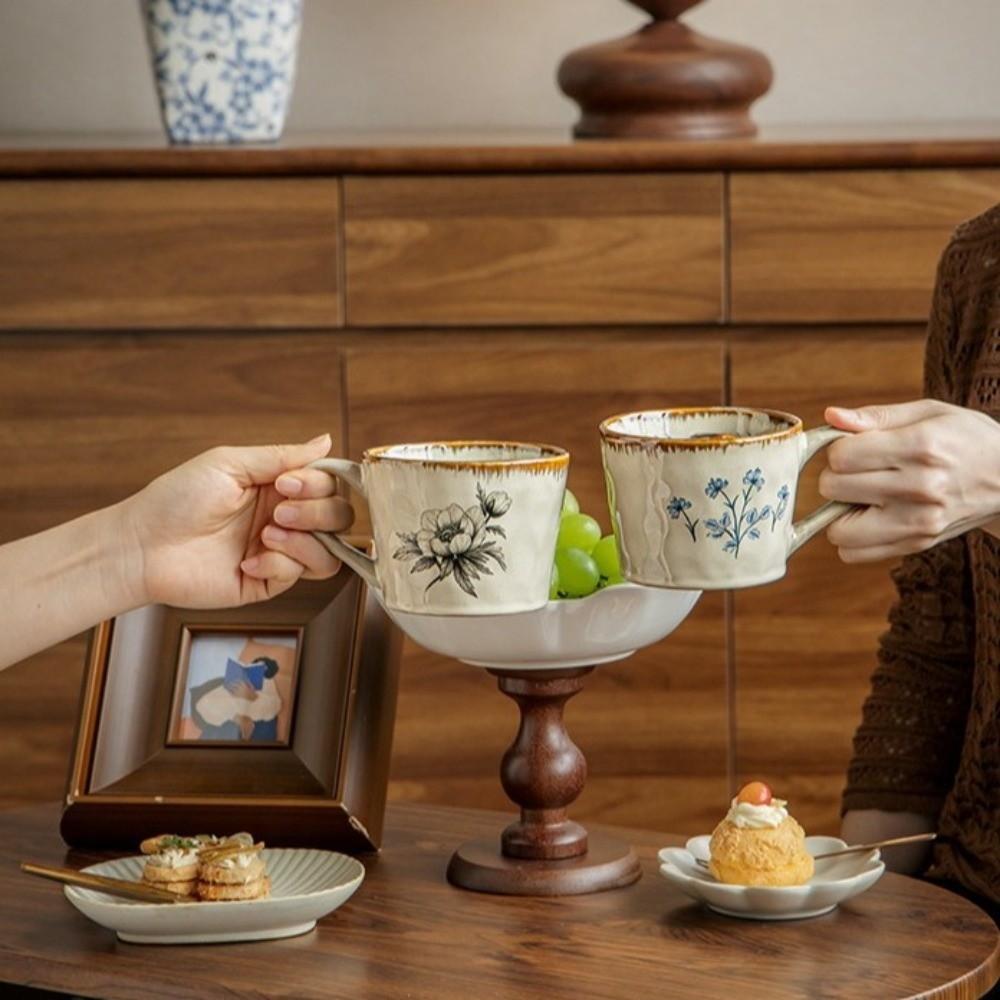 Microwave Safe Ceramic Coffee Cup Non-slip Exquisite Water Cup Antique Style Mug  Kitchen