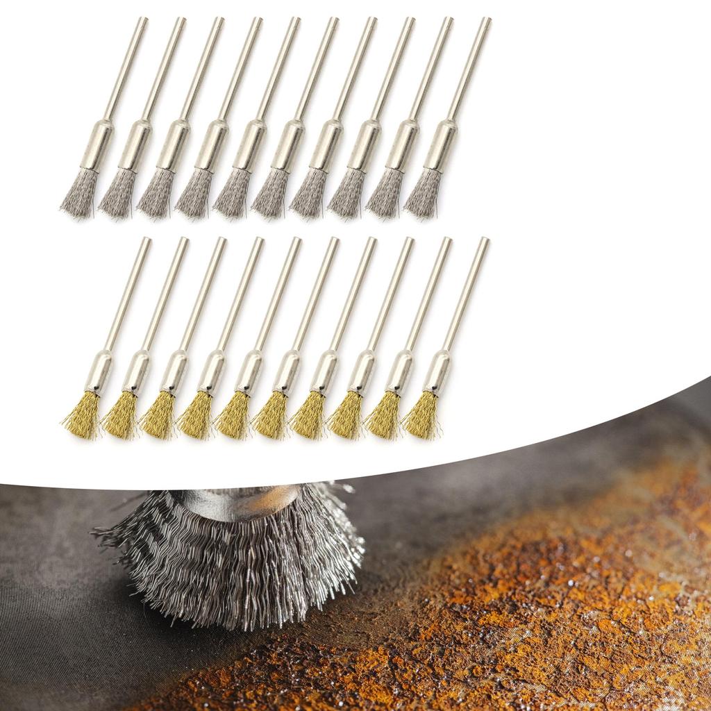 20Pcs Extended Small Wire Brush Cleaning End Brushes Pen Wire Brush Polishing Rotary Tools Accessories Enduring