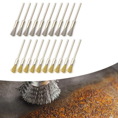 20Pcs Extended Small Wire Brush Cleaning End Brushes Pen Wire Brush Polishing Rotary Tools Accessories Enduring