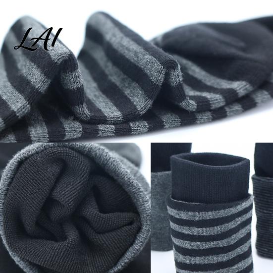 Daily Commute Work Socks Men Striped Crew Socks Cotton Dress Moisture Wicking Everyday Wear Resistant Breathable for Business Office Casual