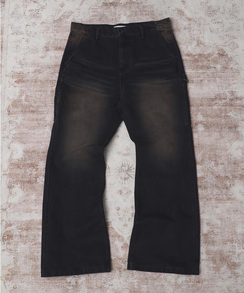 AREUBAN Raw Dyed Sagging Flare Pants_Purple Navy