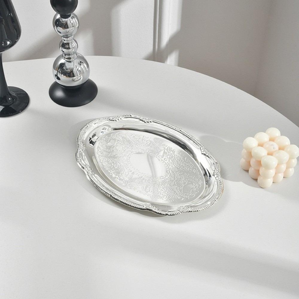 Elegante Retro Serveerschalen Goud/Zilver 2 Maten Opbergschaal Hofstijl Ovaal Bord Woondecoratie