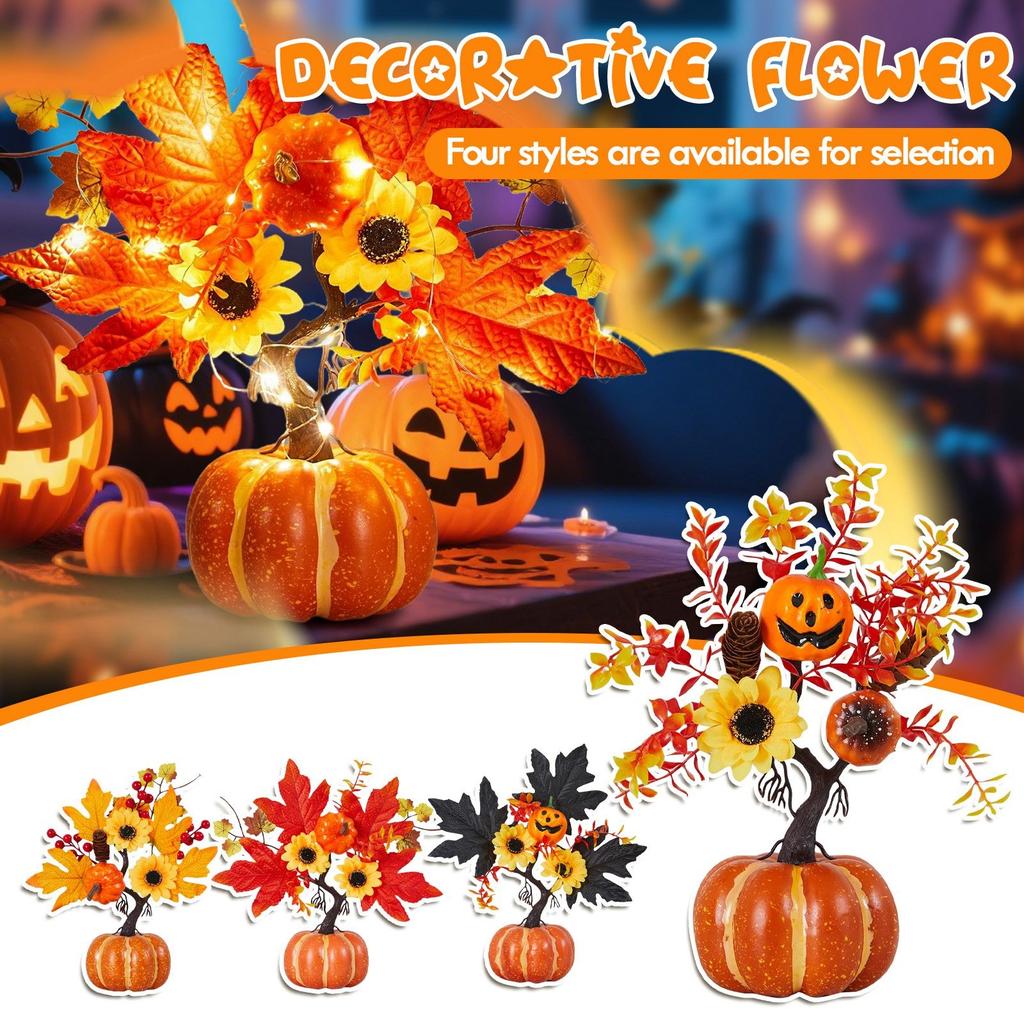 Artificial Pumpkins Maple Leaf Sunflower Table Home Decor House Prop Autumn Harvest Thanksgiving Halloween Party Decor