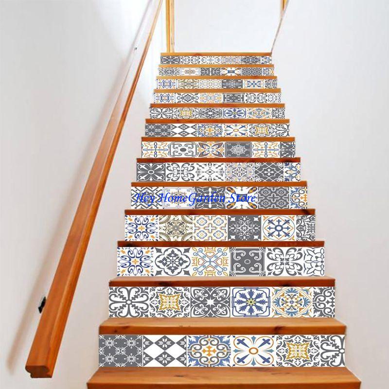 

652F 13pcs/set Stair Riser Floor Stickers Waterproof Removable Adhesive DIY S кофейный