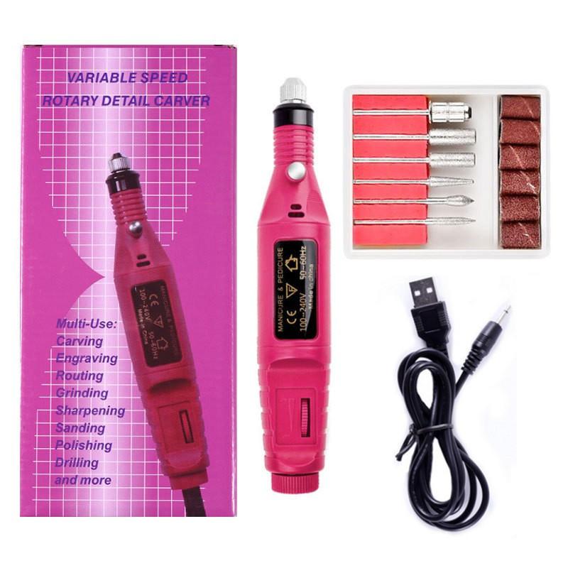 Electric Nail Drill Machine Portable USB Manicure Pedicure Set Professional File Kit for Acrylic Gel Nails Polish Salon Tools