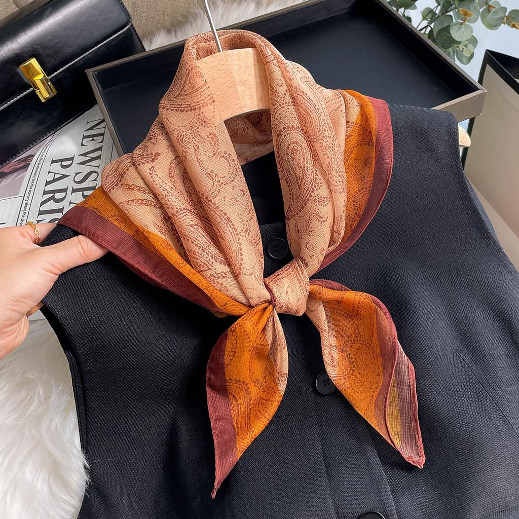 1psc Square Scarf Women‘s 70cm Soft Satin Bandanna Neck Tie Print Scarf Hijab Head Band Thin Hair Wrap Fashion Neckerchief