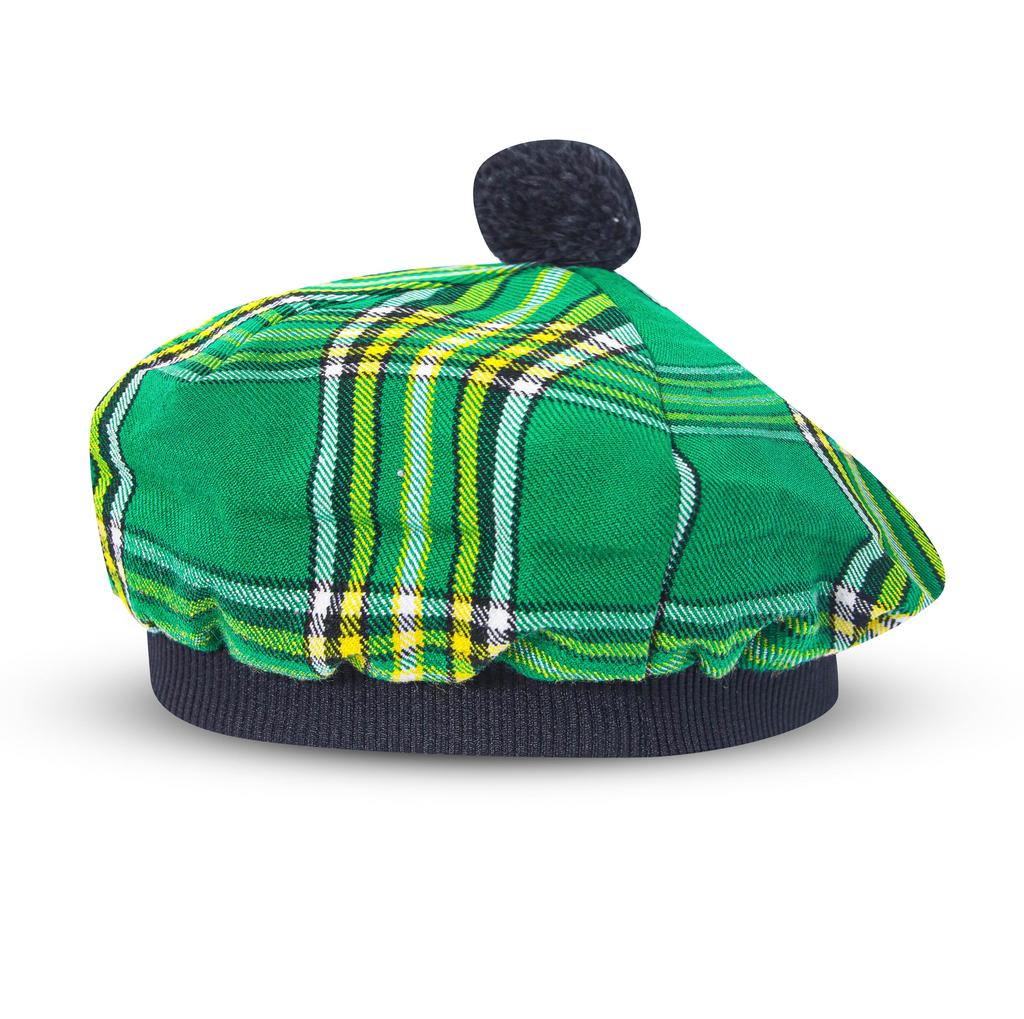 Scottish Beret Tam O Shanter Tammie Bonnet Tartan Hat Acrylic Wool Cap Pompom