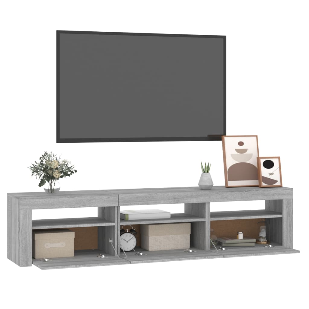 Vidaxl TV Cabinet with LED Lighting, Sonoma Grey, 180X35X40 Cm
