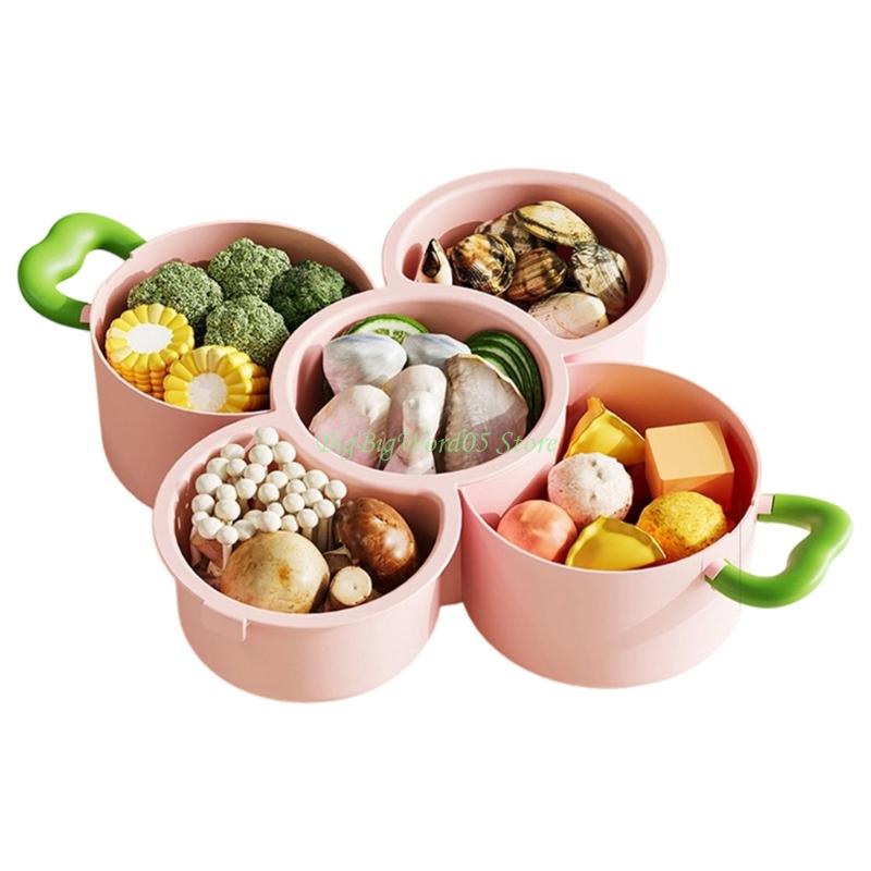 24TE Kitchen Storage Organizers Tray Multi Compartment Draining And Stackable Storage Plate For Food Prep Efficiency розовый