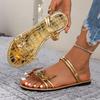 Fashion Temperament Woman Shoes 2026summer New Item Women's Butterfly Rhinestone Flat Slippers Simple Versatile Women Beach Shoe