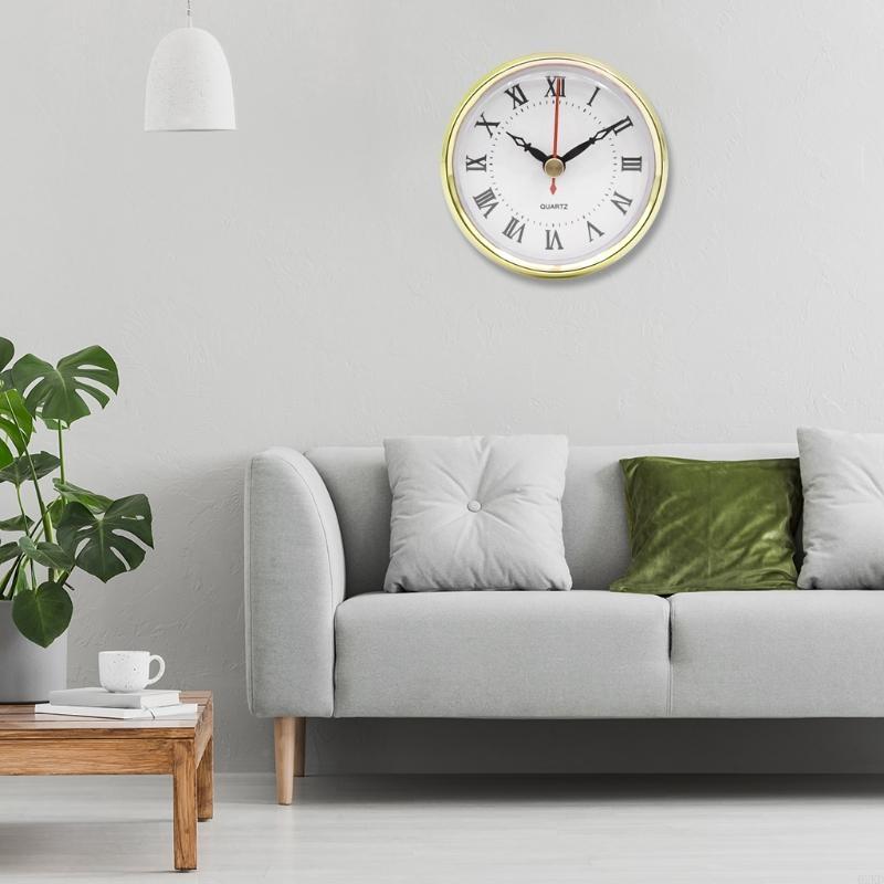 62KD Clock Movement 80mm Round Numeral Clock Insert with Gold Trim Home Decor for DIY Crafts Accessories