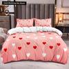 Love Heart Bedding Set Simple Plaid Duvet Cover 200x200 Pillowcase Single Double Queen King Nordic Couple Bed Cover Bedclothes