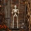 Dekorativer Schaukel für Halloween Schwingende Skelett Dekoration, 35" Groß Spukhaft Hängend mit Langlebigem Sonnenlichtbeständigem Requisit Holz Hof, Garten, Veranda,