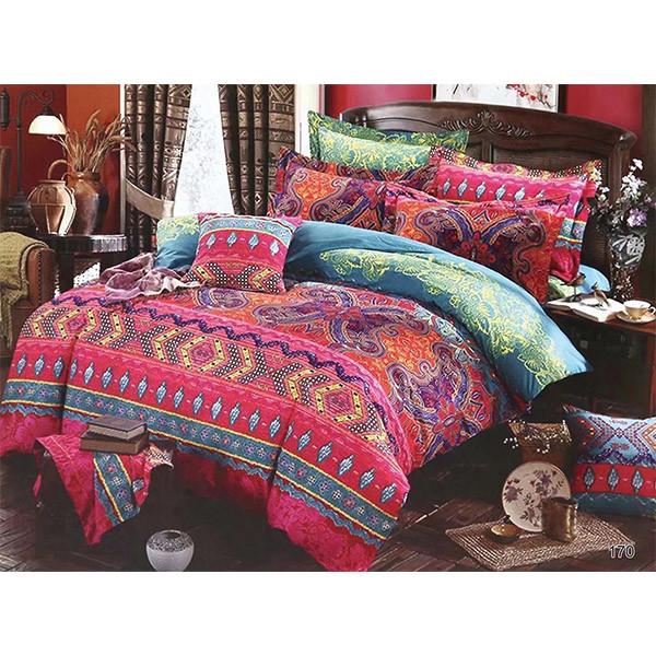 L'IRISDOM Set Biancheria Da Letto In Puro Cotone Stile Bohémien Patchwork - 1 Trapunta E 2 Federe, King Size (269x244 Cm)