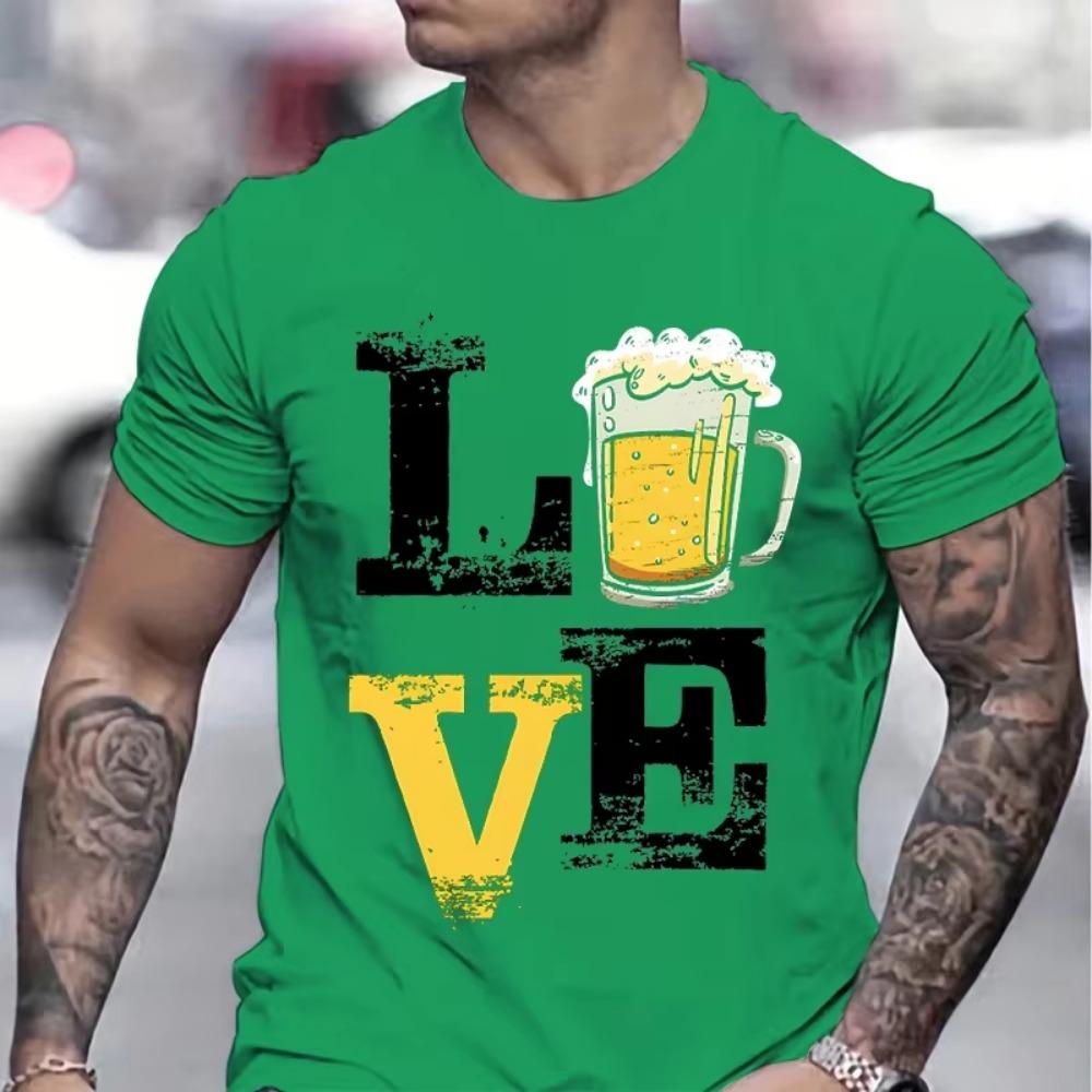 Funny Beer Love Celebration Graphic T-shirt Man Beer Lover Gifts Trendy Tees Funny Vintage Beers Graphic T Shirts Men Casual Top
