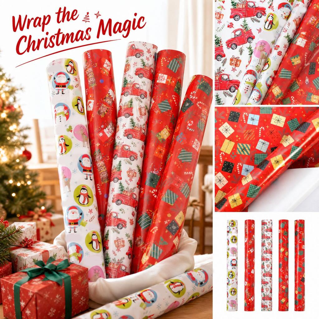 Christmas Wrapping Roll 17 118 Inches, Festive Wrap for Presents, Crafts and Party Favors