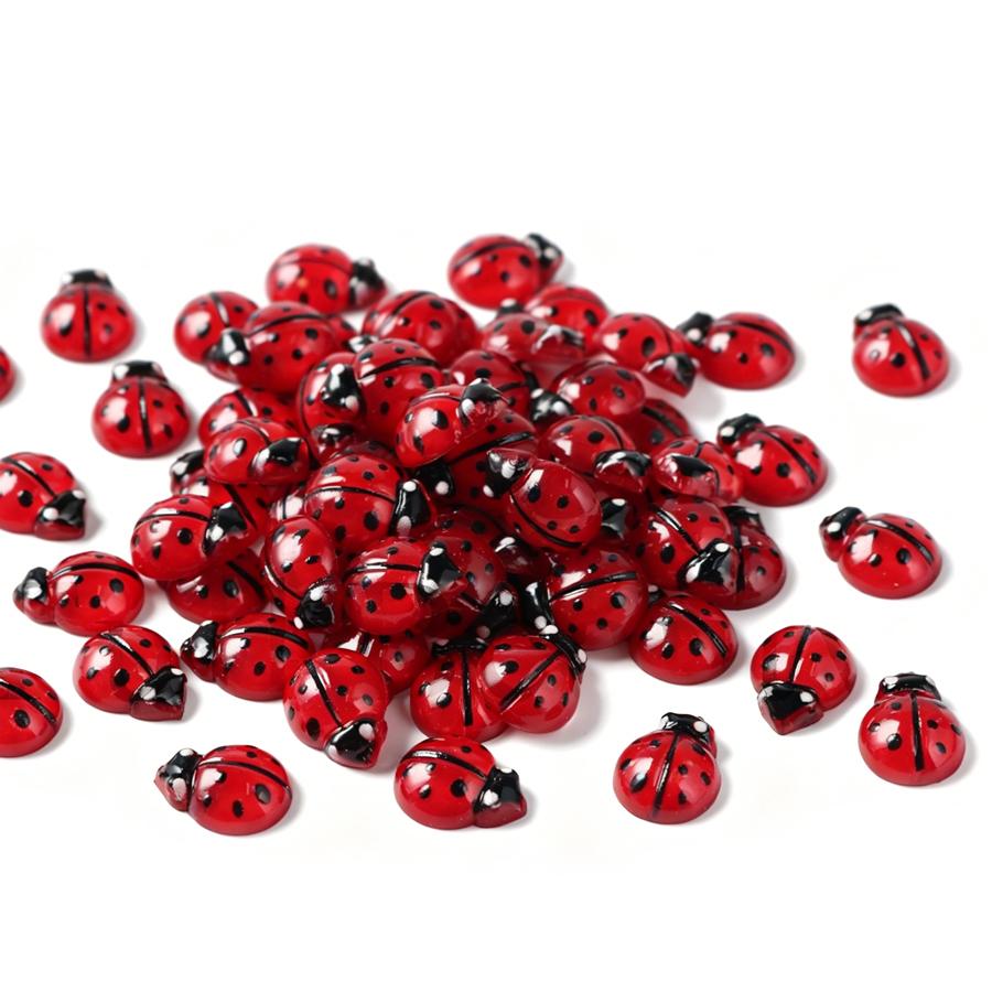 50Pz Ciondoli per Unghie Coccinella Carina Cartoon 3D, Strass Piatto per Unghie per Decorazioni Nail Art Manicure Fai da Te