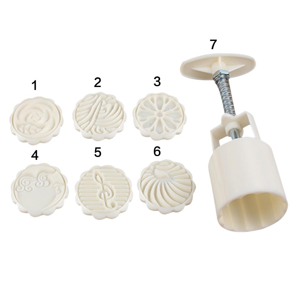 

7 шт./компл. 3D пластиковые круглые формы для торта в виде Луны, сделай сам, цветочный узор, 50 г, инструменты для изготовления лунного торта, пекарни 7Pcs/set