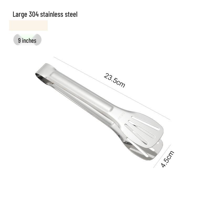 304 Stainless Steel Triple-Line Kitchen Tongs for Bread, Barbecue, and Buffet