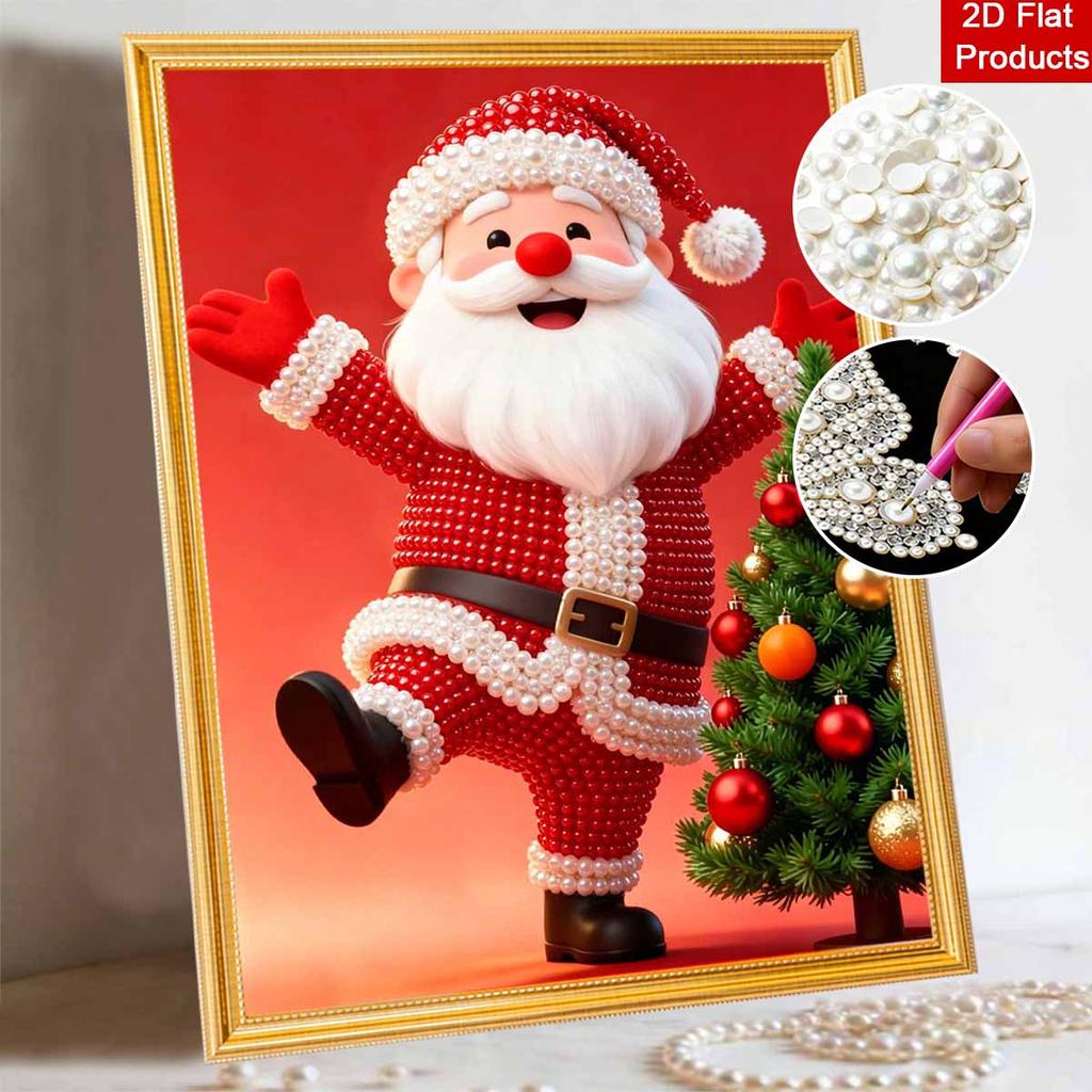 Christmas Pearl Painting Kit Handmade DIY Santa Claus with Tree Home Decoration Painting